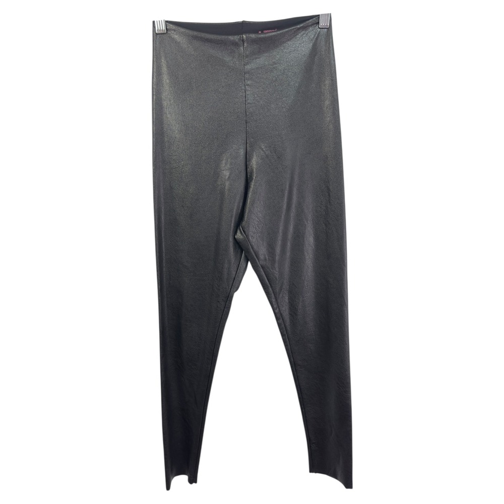 Commando Medium Faux Leather Leggings‎ Shiny Black Stretch Pants Comfortable 527